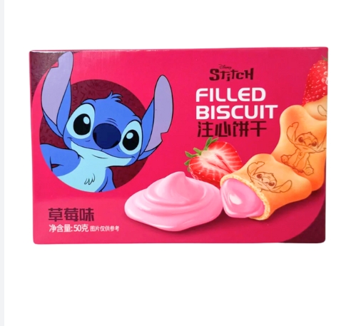 Binqi & Disney Stich Strawberry Filled Biscuit 50g